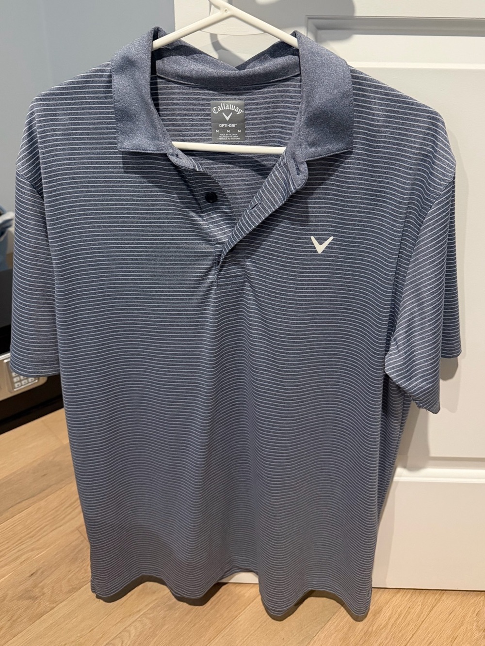 Callaway Men's Navy and White Micro-Striped Golf Polo